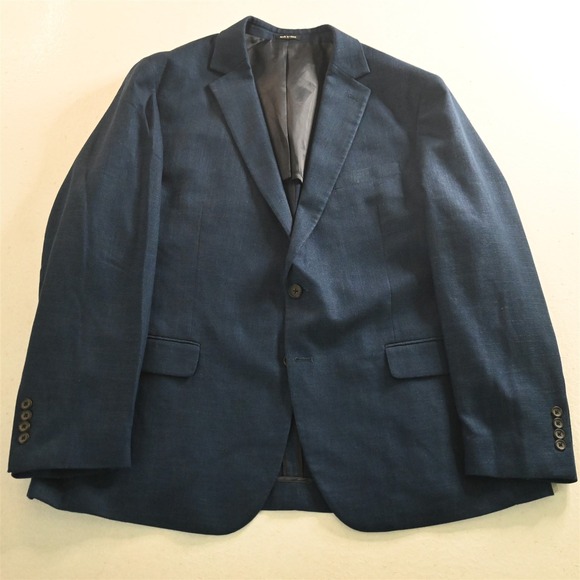 Pronto Uomo 48R Blue Linen Modern Fit Stretch Mens Blazer Suit Jacket Sport Coat